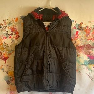 Black puffy Calvin Klein hooded vest